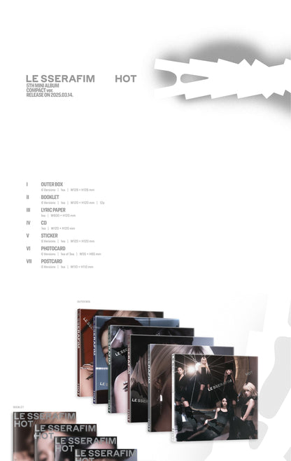 LE SSERAFIM 5th Mini Album – HOT (Compact Album Ver.) (Random)