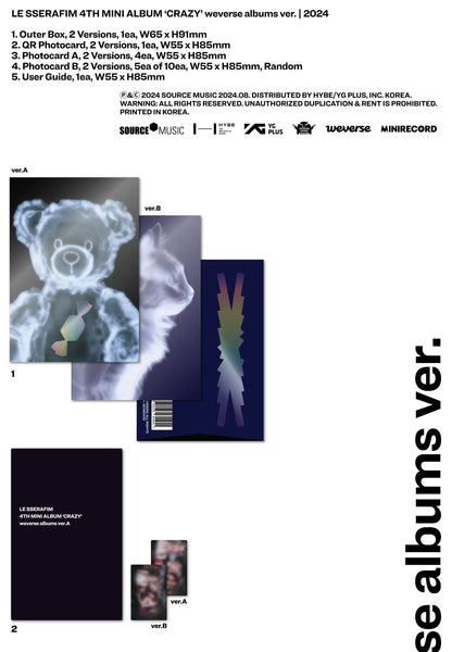 LE SSERAFIM 4th Mini Album – CRAZY (Weverse Albums Ver.) (Random)