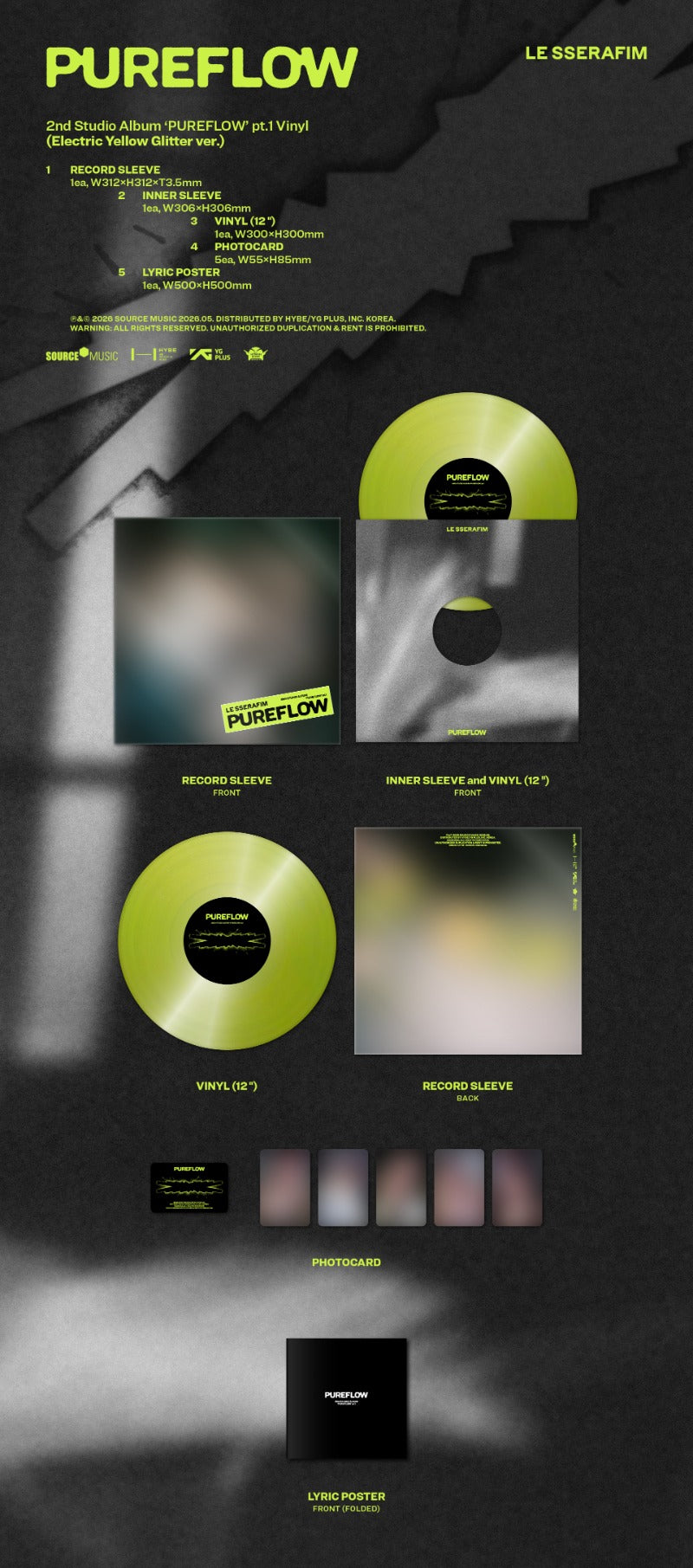 LE SSERAFIM 2nd Studio Album - PUREFLOW pt.1 (Vinyl) (Random)