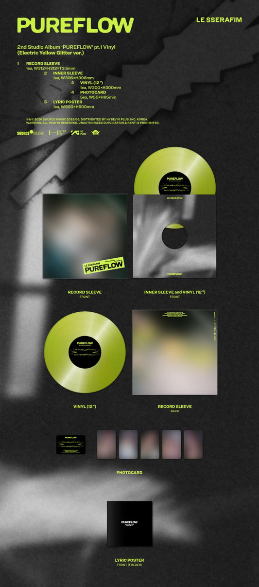 LE SSERAFIM 2nd Studio Album - PUREFLOW pt.1 (Vinyl) (Random)