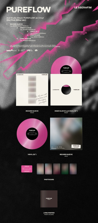 LE SSERAFIM 2nd Studio Album - PUREFLOW pt.1 (Vinyl) (Random)