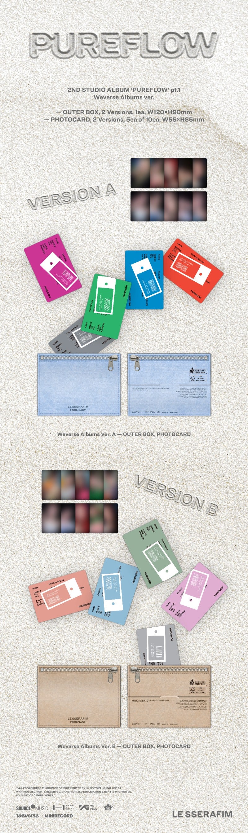 LE SSERAFIM 2nd Studio Album - PUREFLOW pt.1 (Weverse Albums Ver.) (Random)