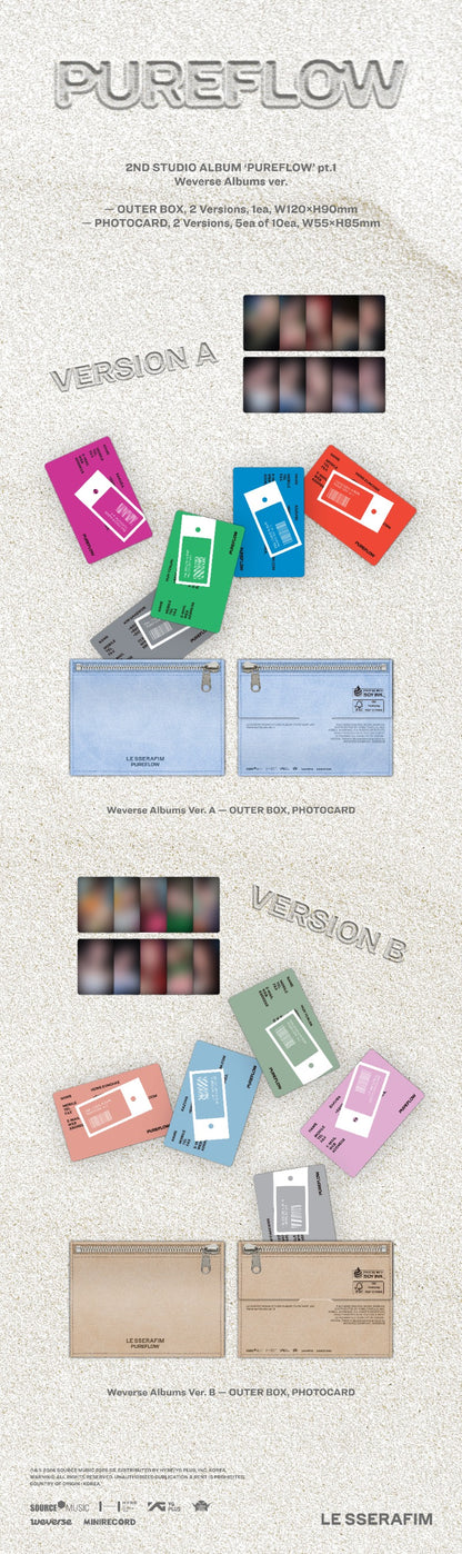 LE SSERAFIM 2nd Studio Album - PUREFLOW pt.1 (Weverse Albums Ver.) (Random)