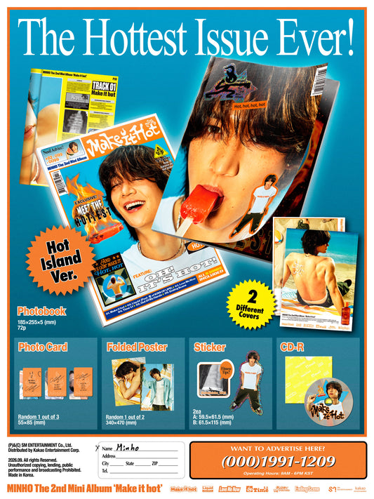 PRE-ORDER: MINHO The 2nd Mini Album - Make it hot (Hot island Ver.) (Random)