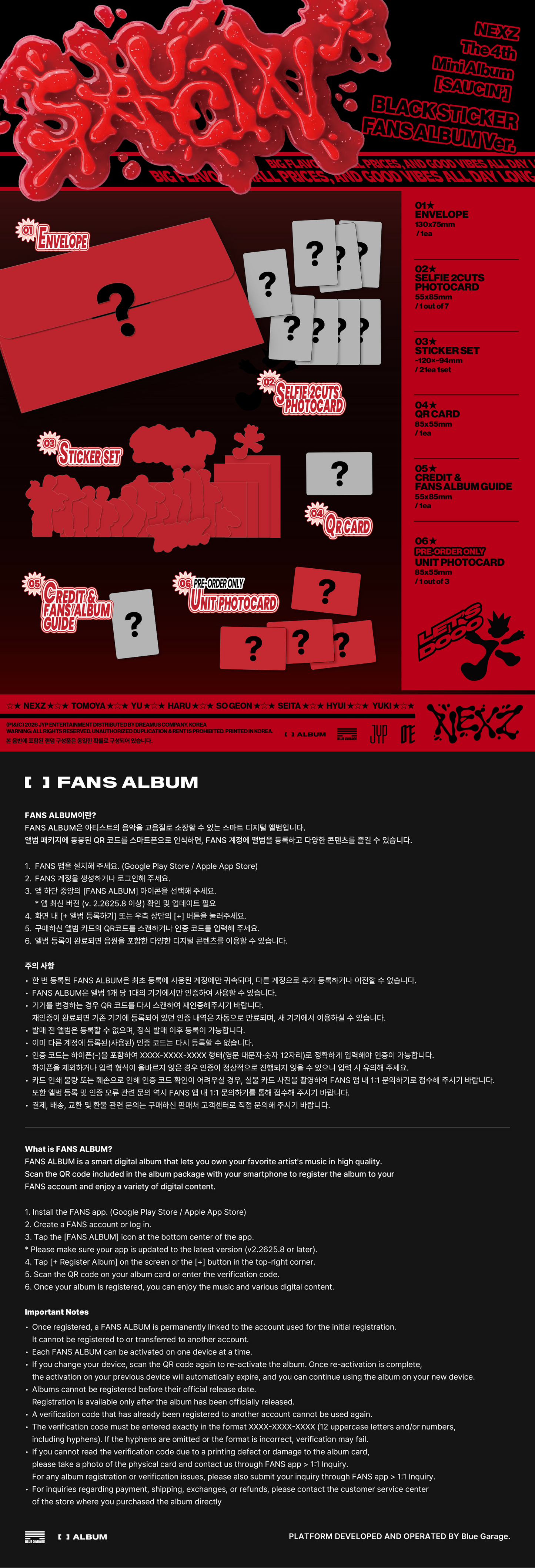 PRE-ORDER: NEXZ The 4th Mini Album - SAUCIN’ (STICKER FANS ALBUM Ver.) (Random)