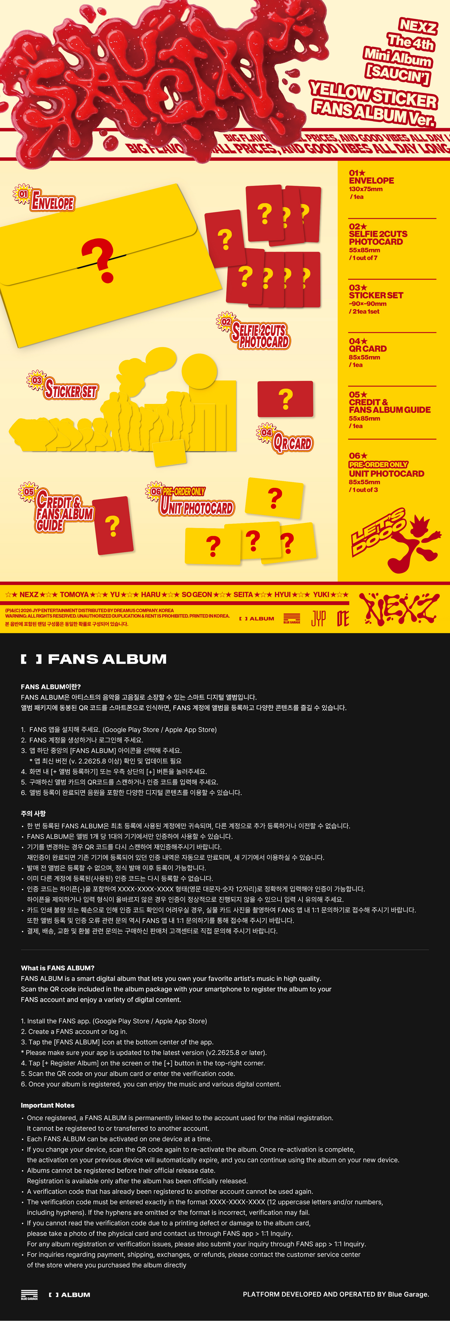 PRE-ORDER: NEXZ The 4th Mini Album - SAUCIN’ (STICKER FANS ALBUM Ver.) (Random)