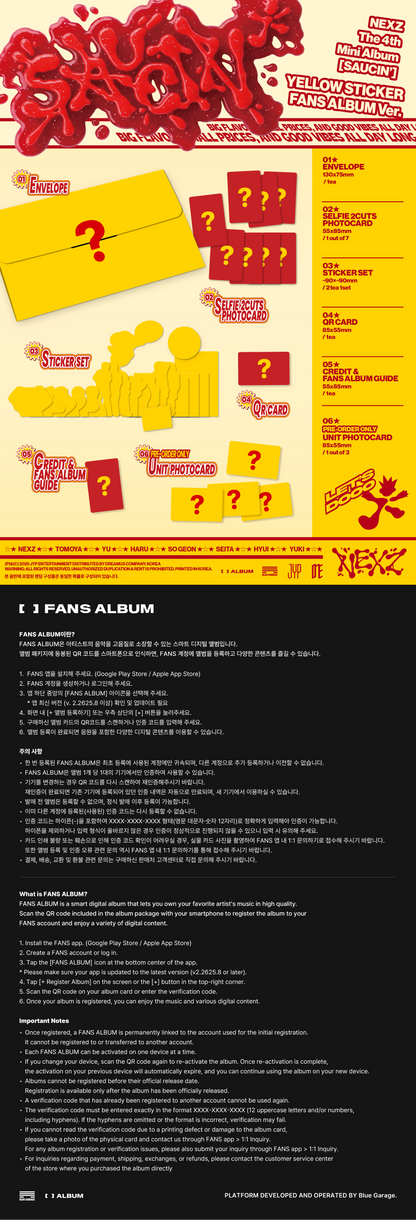 PRE-ORDER: NEXZ The 4th Mini Album - SAUCIN’ (STICKER FANS ALBUM Ver.) (Random)