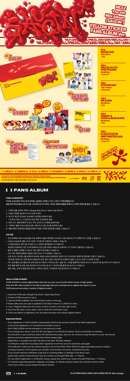 NEXZ The 4th Mini Album - SAUCIN’ (STICKER FANS ALBUM Ver.) (Random)