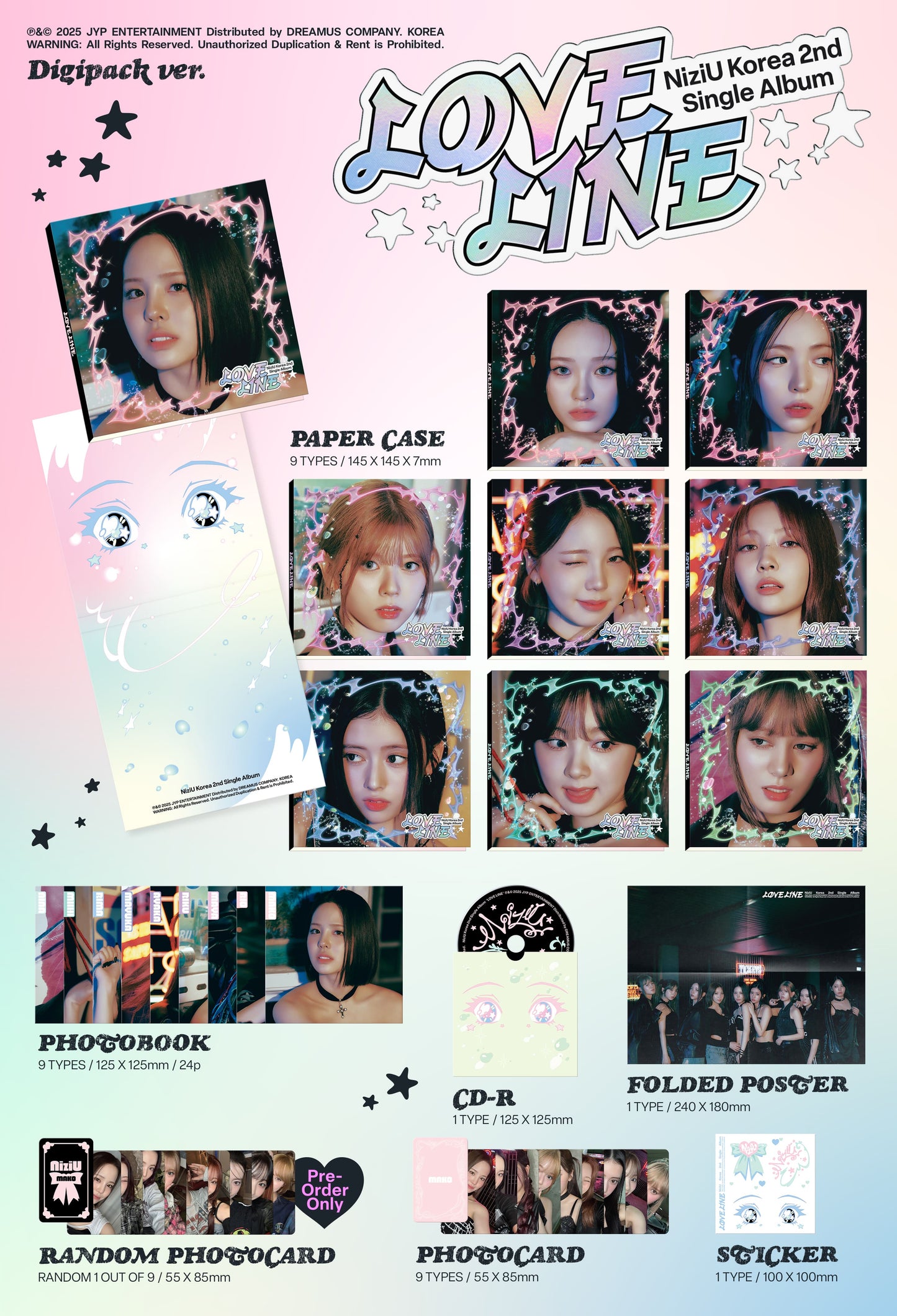 NiziU Korea 2nd Single Album – LOVE LINE (Digipack Ver.) (Random)