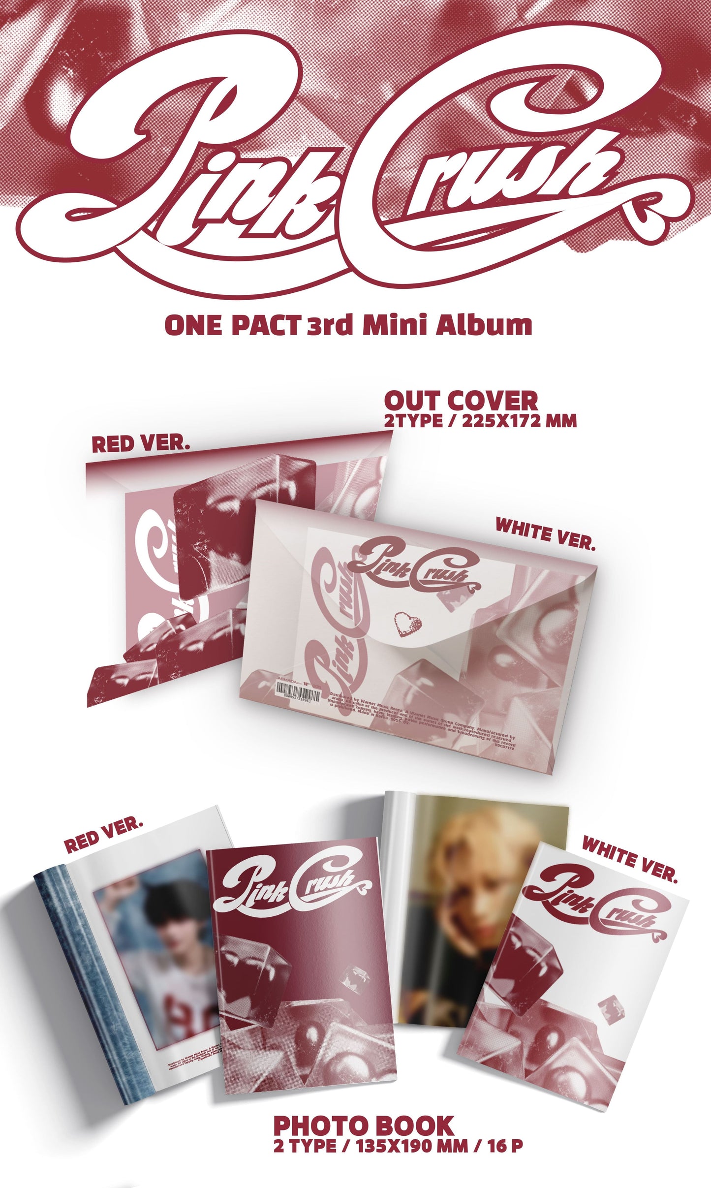 ONE PACT 3rd Mini Album – PINK CRUSH (Random)