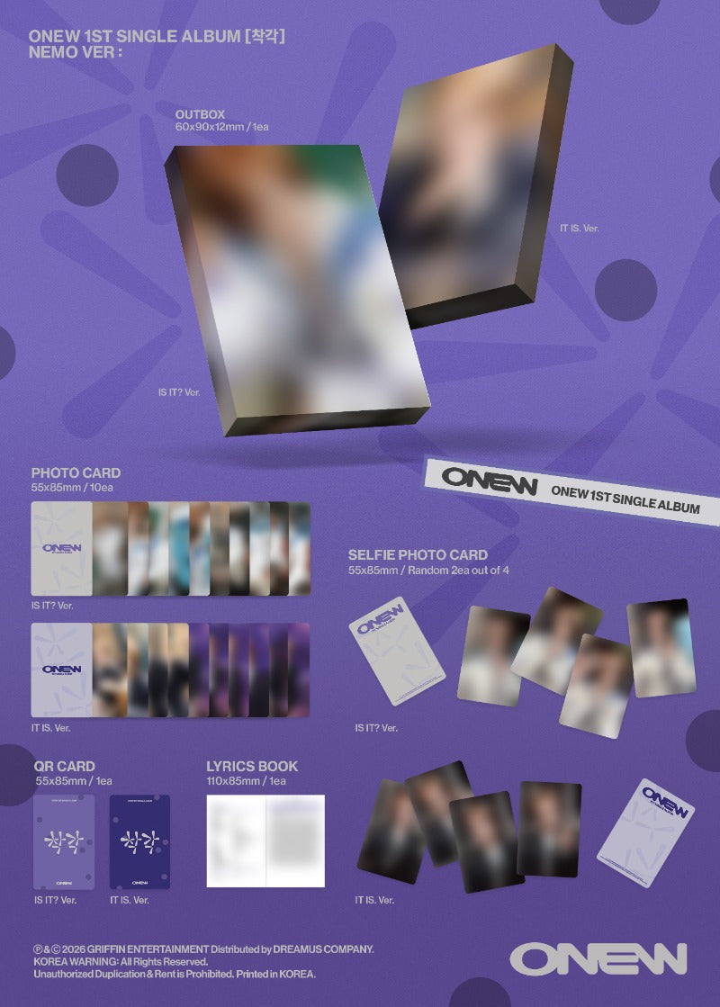 PRE-ORDER: ONEW 1st Single Album - 착각 (NEMO Ver.)