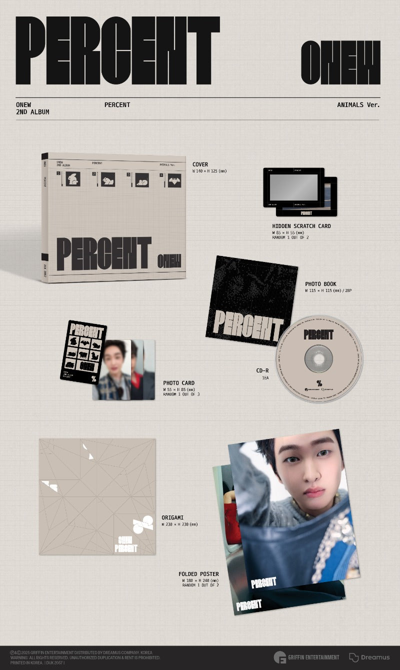 ONEW 2nd Album – PERCENT (Digipack Ver.) (Random)