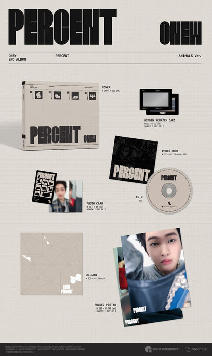 ONEW 2nd Album – PERCENT (Digipack Ver.) (Random)
