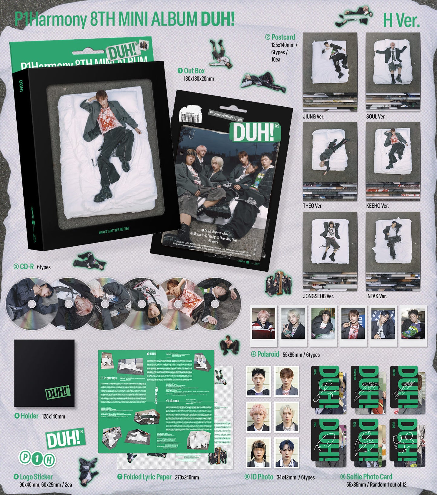 P1Harmony 8th Mini Album – DUH! (H Ver.) (Compact Ver.) (Random)