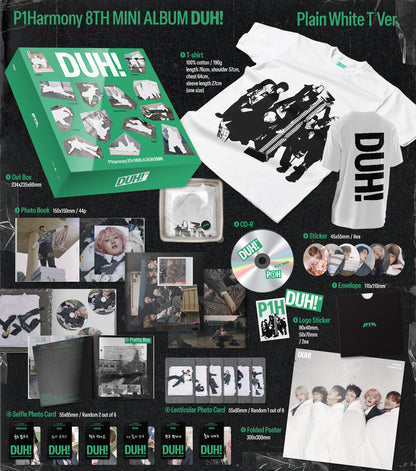P1Harmony 8th Mini Album – DUH! (Plain White T Ver.) (Limited Edition)