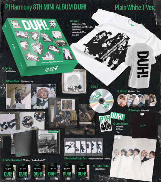 P1Harmony 8th Mini Album – DUH! (Plain White T Ver.) (Limited Edition)