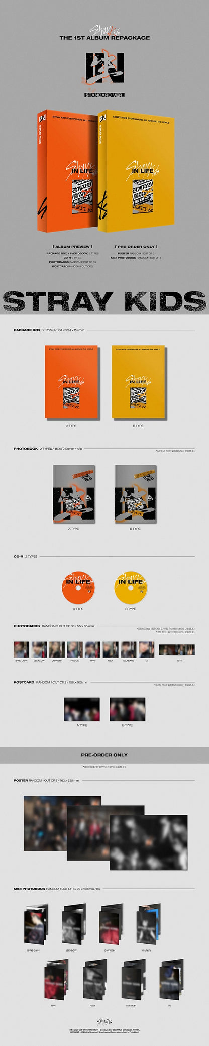 Stray Kids 1st Album (Repackage) - IN生 (In Life) (Random ver.)