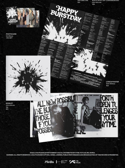 Collection of promotional materials including posters and a booklet with text and images on a black background.