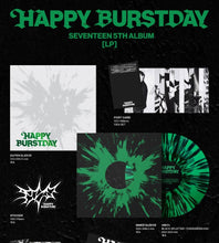 Load image into Gallery viewer, Promotional image of &#39;Happy Burstday&#39; album packaging with green and black design elements.
