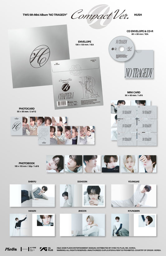 PRE-ORDER: TWS 5th Mini Album - NO TRAGEDY (HUSH Ver.) (Compact) (Random)