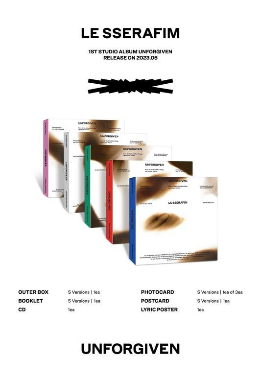 LE SSERAFIM 1st Studio Album - UNFORGIVEN (COMPACT Ver.) (Random)