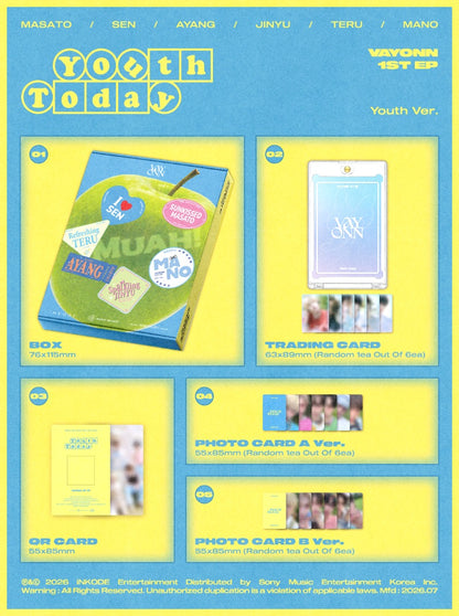 PRE-ORDER: VAYONN 1st EP Album - Youth Today (Youth Ver.)
