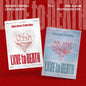 Two album covers for 'LXVE to DEATH' by XDINARY HEROES on a red background.