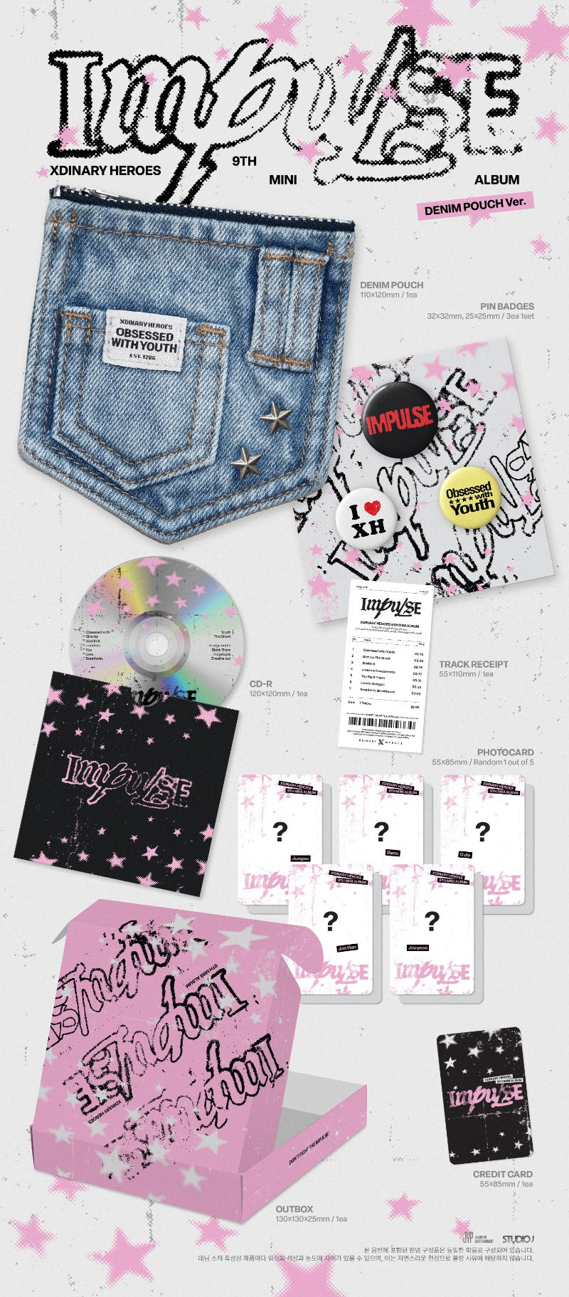 PRE-ORDER: Xdinary Heroes 9th Mini Album - IMPULSE (Denim Pouch Ver.)