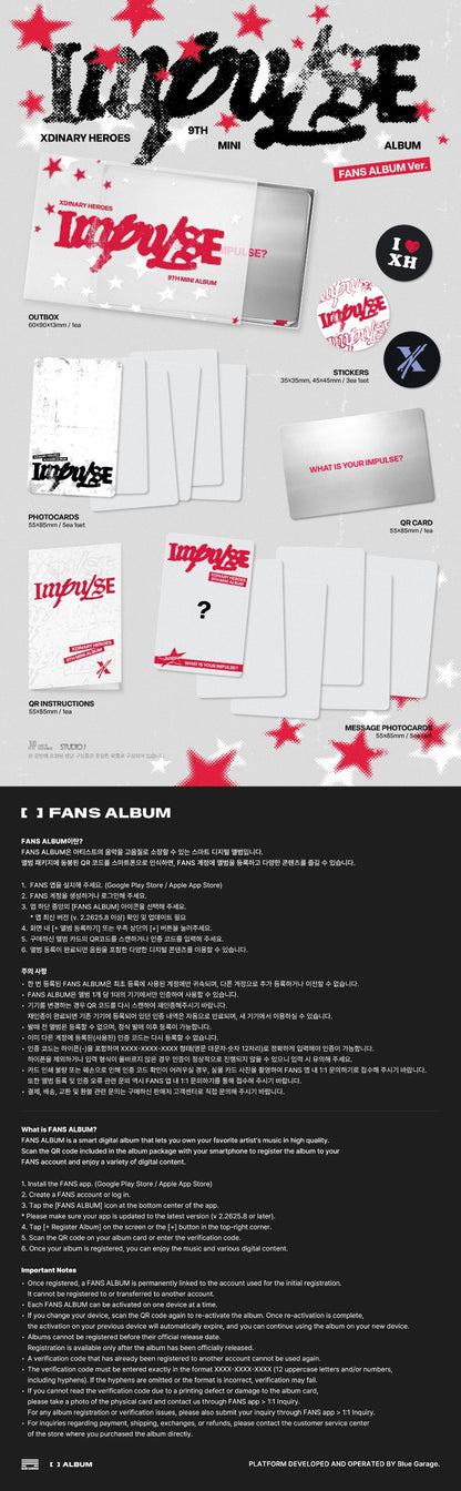 PRE-ORDER: Xdinary Heroes 9th Mini Album - IMPULSE (FANS Album Ver.)