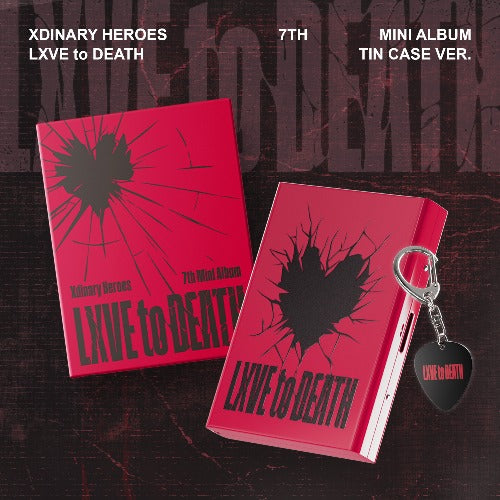 Red album with 'LXVE to DEATH' text and a keychain on a dark background