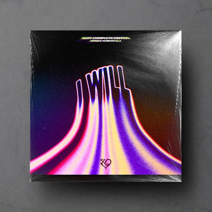 Product packaging with colorful design on a gray background