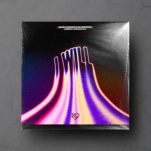 Product packaging with colorful design on a gray background