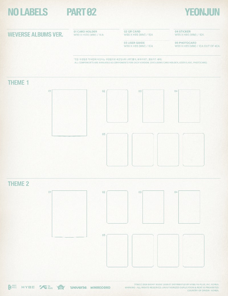 PRE-ORDER: YEONJUN 2nd Mini Album - NO LABELS: PART 02 (Weverse Albums Ver.) (Random)