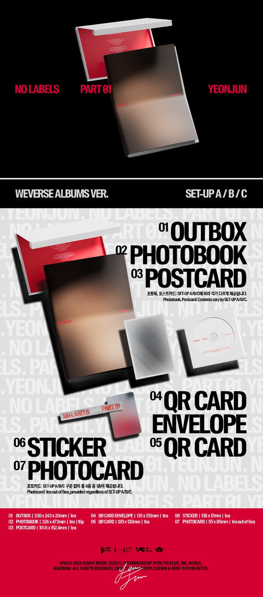 YEONJUN (TXT) 1st Mini Album - NO LABELS: PART 01 (Weverse Albums Ver.) (Random)