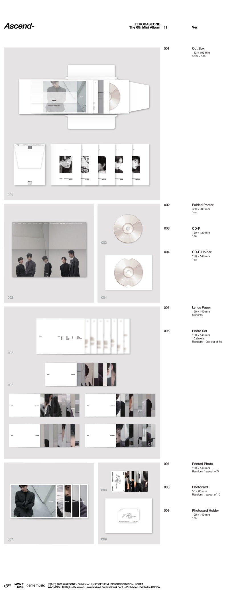 ZEROBASEONE The 6th Mini Album - Ascend- (11 Ver.) (Random)