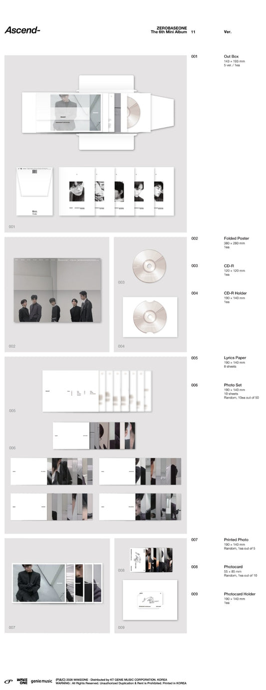 ZEROBASEONE The 6th Mini Album - Ascend- (11 Ver.) (Random)