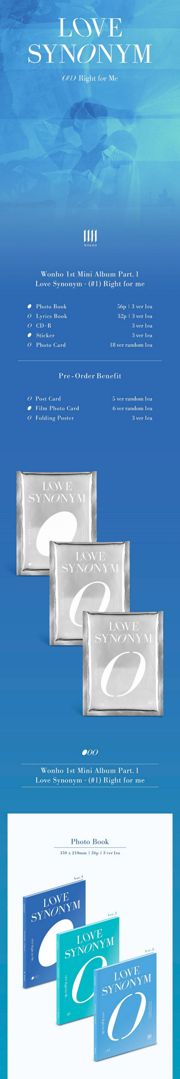 Wonho Mini Album Vol. 1 - LOVE SYNONYM 1. Right for me (Random) (Second Press)