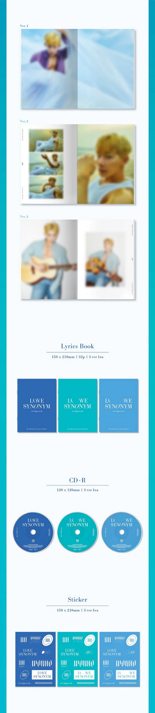 Wonho Mini Album Vol. 1 - LOVE SYNONYM 1. Right for me (Random) (Second Press)