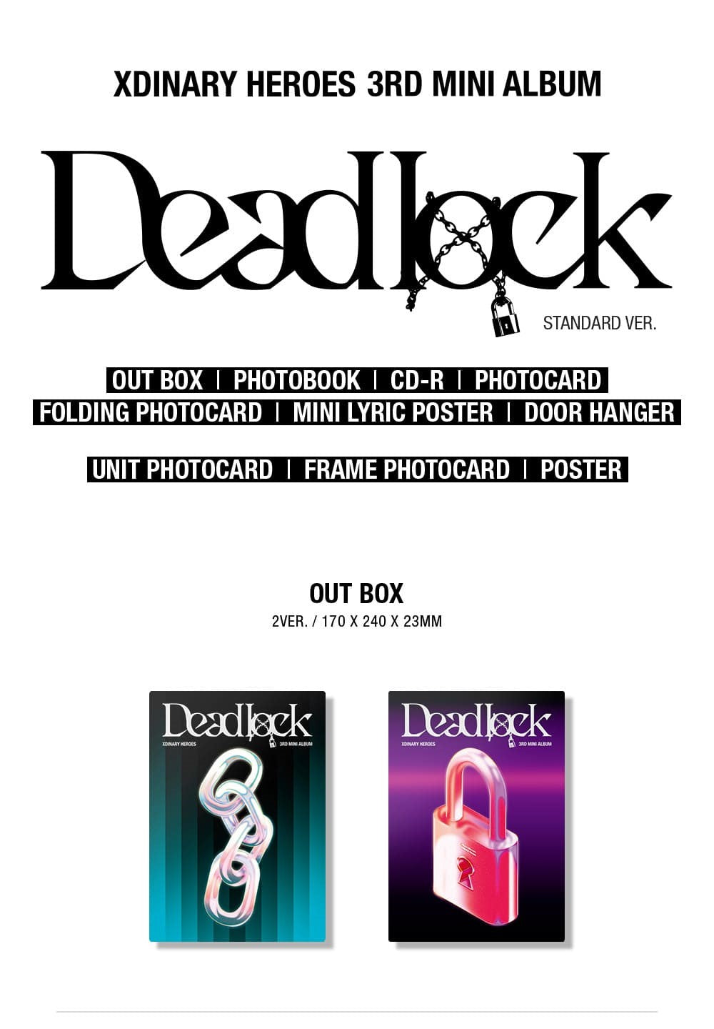 Xdinary-Heroes Mini Album Vol. 3 - Deadlock (STANDARD Ver.) (Random)