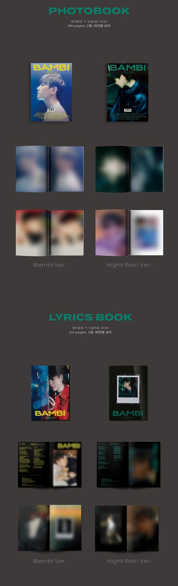 BAEK HYUN (EXO) Mini Album Vol. 3 - Bambi (Photoook Ver.) (Random)