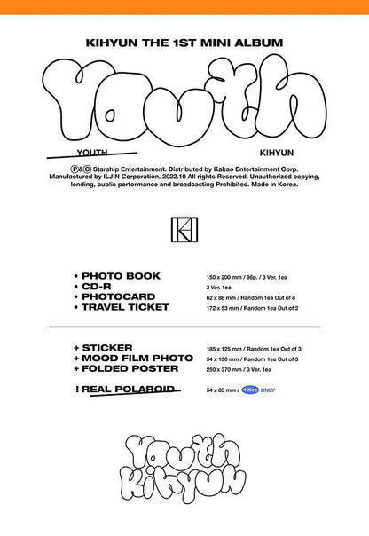 KIHYUN Mini Album Vol. 1 - YOUTH (Random)