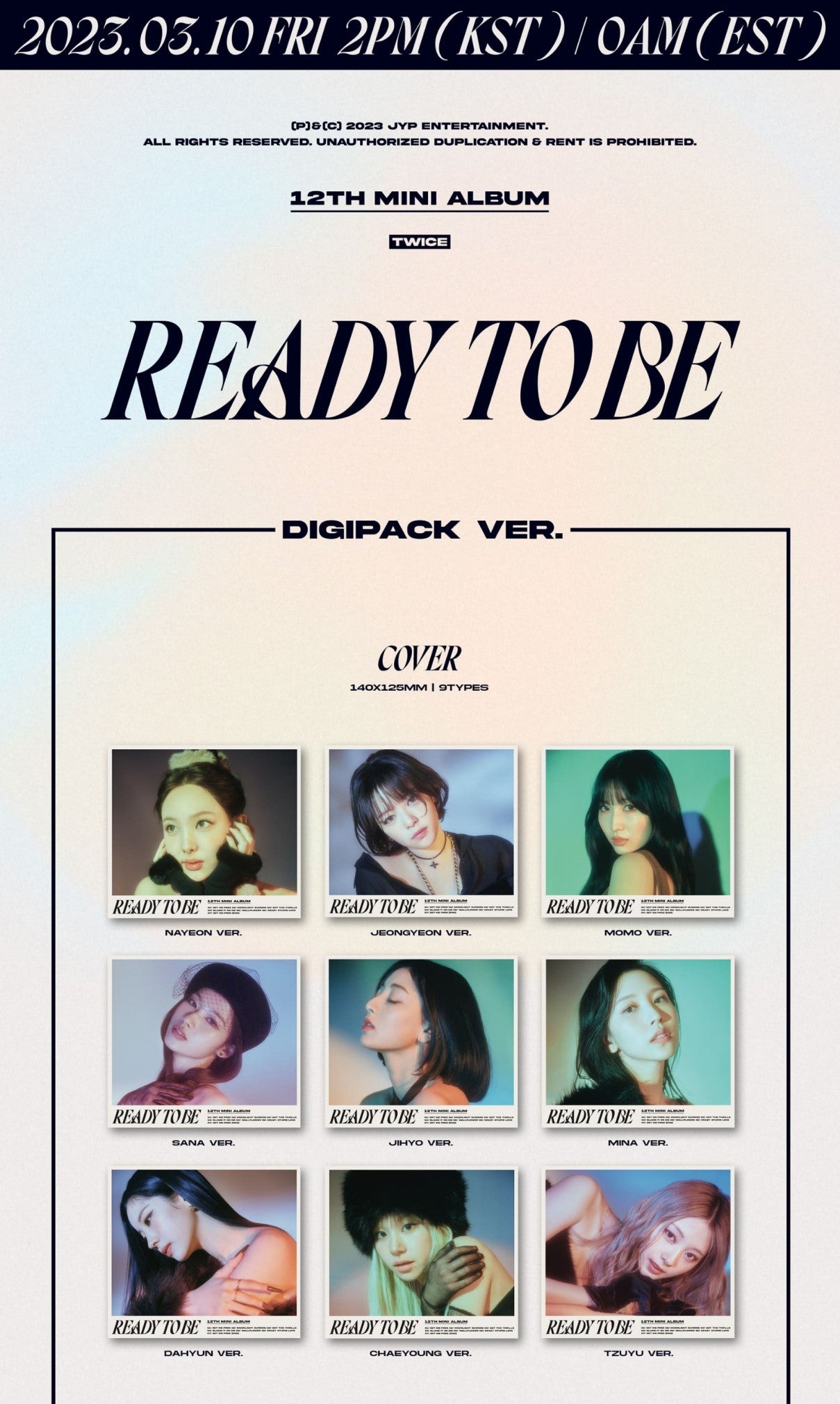 Twice Mini Album Vol. 12 - READY TO BE (Digipack Ver.) (Random)